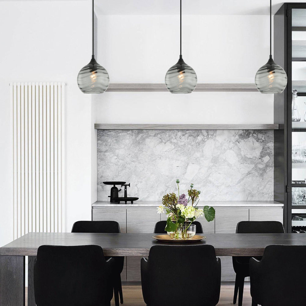 Buy Pendant Lights Australia Marbre 1 Light Pendant Smokey Wine Glass Wavy Glass- MARBRE1