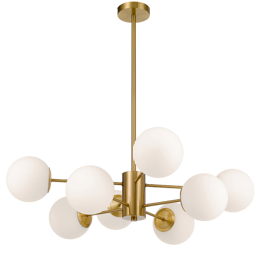 Marsten 8 Light Pendant Antique Gold & Opal Matt - MARSTEN PE8-AGOM