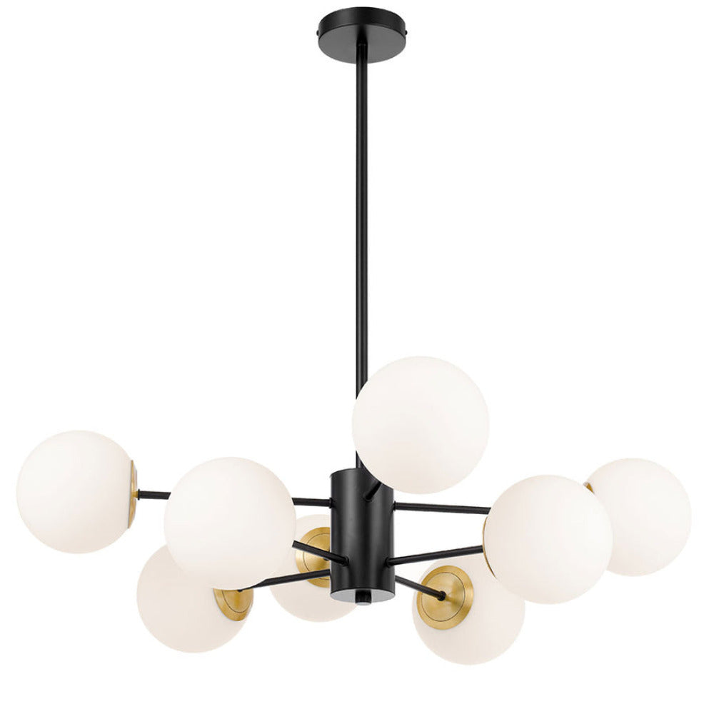 Marsten 8 Light Pendant Black & Opal Matt - MARSTEN PE8-BKOM