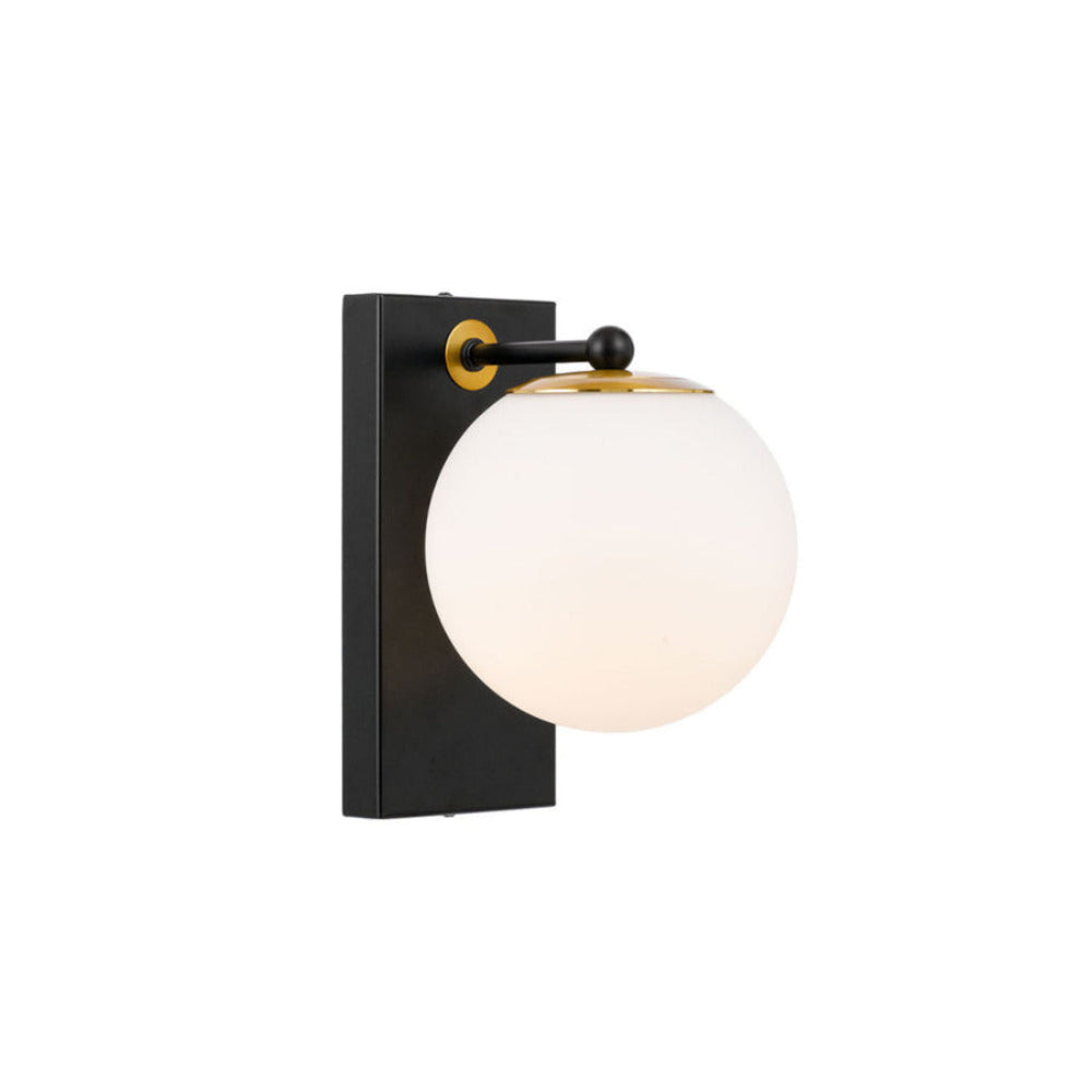 Buy Wall Sconce Australia Marsten 1 Light Wall Light Black & Opal Matt - MARSTEN WB-BKOM