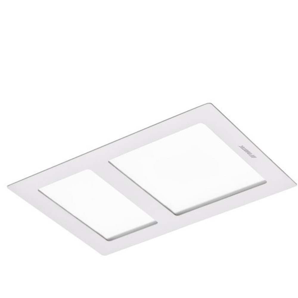 Buy 3 In 1 Bathroom Heaters Australia Aspire 2 x 400W Halogen 3 in 1 Bathroom Heater & High Extraction Exhaust Fan with LED Tricolour Panel Light White - MBHA800W