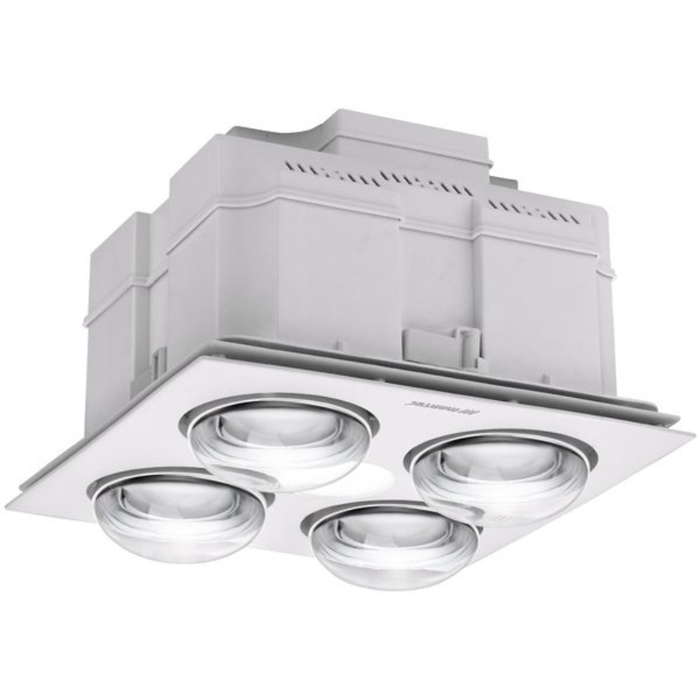 Forme 4 Heat 3 in 1 Bathroom Heater Exhaust Fan & 10W Tricolour LED Downlight White - MBHF4LW