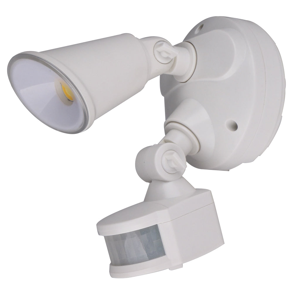 Buy Security Wall Lights Australia Defender Single Spot LED Outdoor Flood Light 10W Tricolour Sensor White - MLXD3451WS