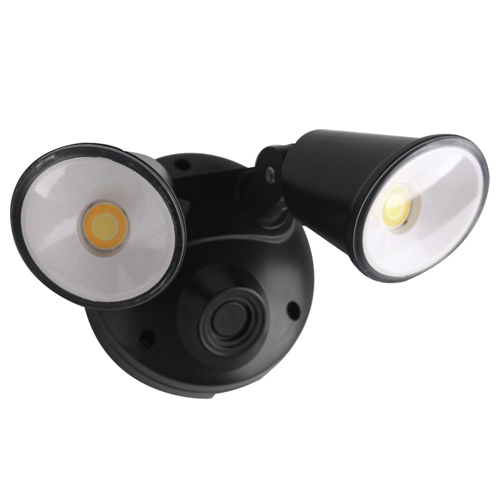 Buy Exterior Spotlights Australia Defender Double Spot LED Outdoor Flood Light 2 x 10W Tricolour Matt Black - MLXD3452M