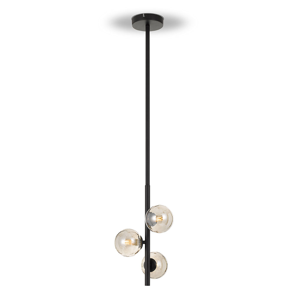 Moran 3 Light Pendant Black Metal / Smoke Glass - MORAN PE03-BKSM