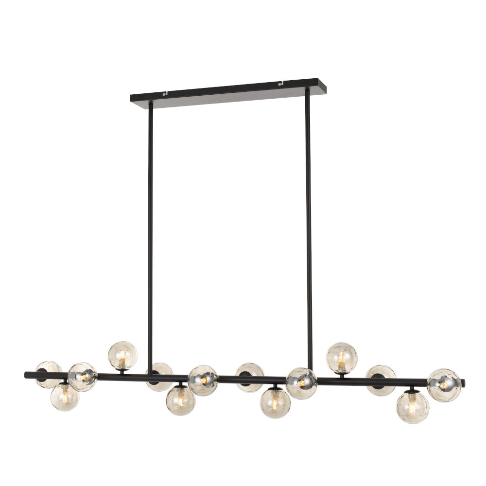 Buy Island Pendant Lights Australia Moran 14 Light Island Pendant Black Metal / Smoke Glass - MORAN PE14-BKSM