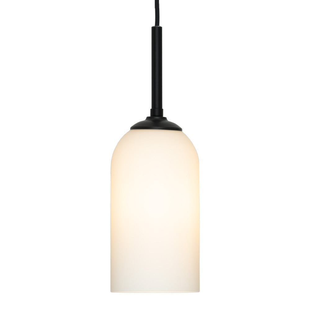 Buy Pendant Lights Australia Spotswood Pendant Light Matt Black Metal Opal Glass - MPLS026