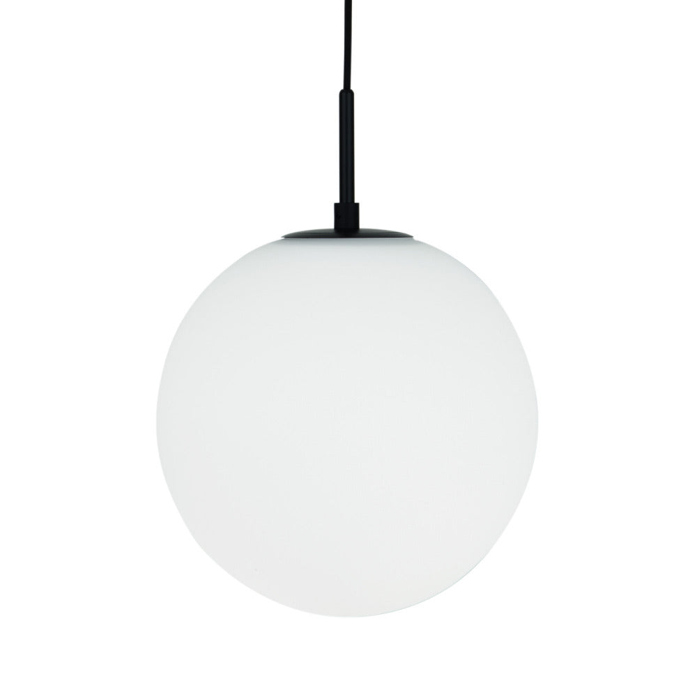 Buy Pendant Lights Australia Preston Pendant Light W300mm Matt Black Metal White Glass - MPLS029L-BLK