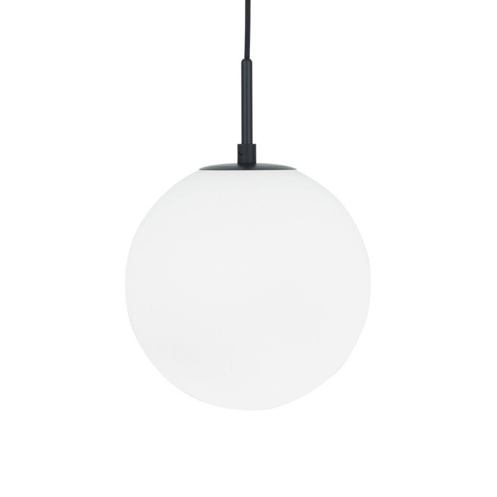 Buy Pendant Lights Australia Preston Pendant Light W250mm Matt Black Metal White Glass - MPLS029S-BLK