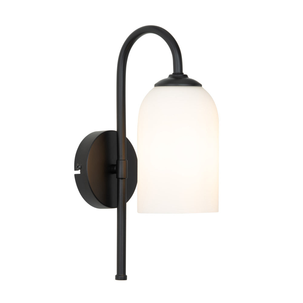 Buy Wall Sconce Australia Spotswood Wall Sconce Matt Black Metal Opal Glass - MWL026