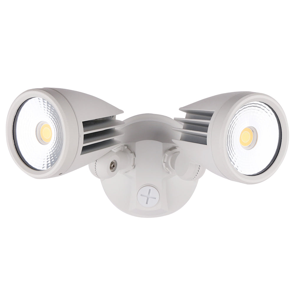 Buy Exterior Spotlights Australia Fortress II LED Flood Light Outdoor Double Spot 2 x 15W Tricolour White - MLXF3452W