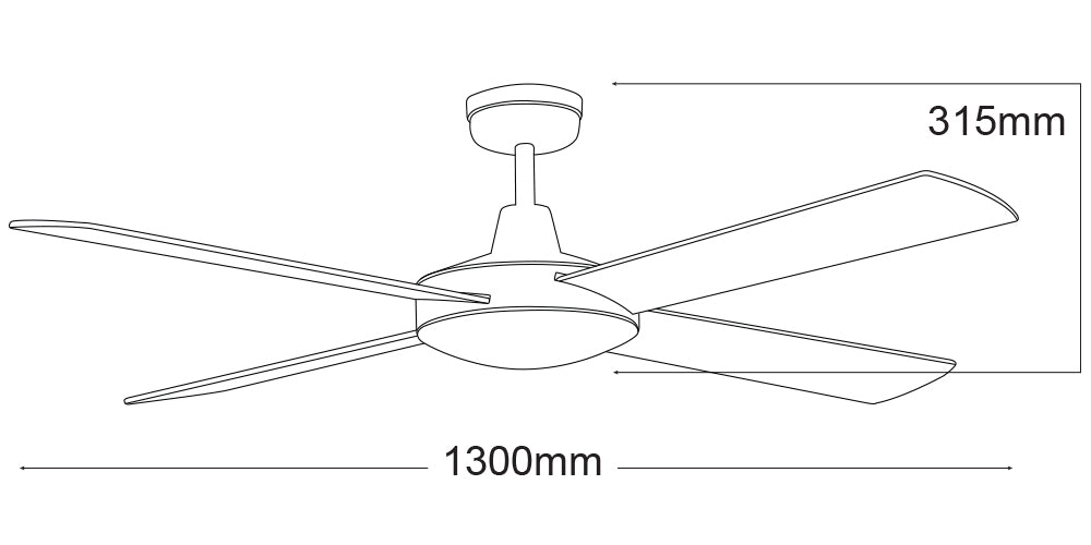 Buy DC Ceiling Fans Australia Lifestyle DC Motor 52" 4 Blade Ceiling Fan Only with Remote Control Brushed Aluminium - DLDC134BR