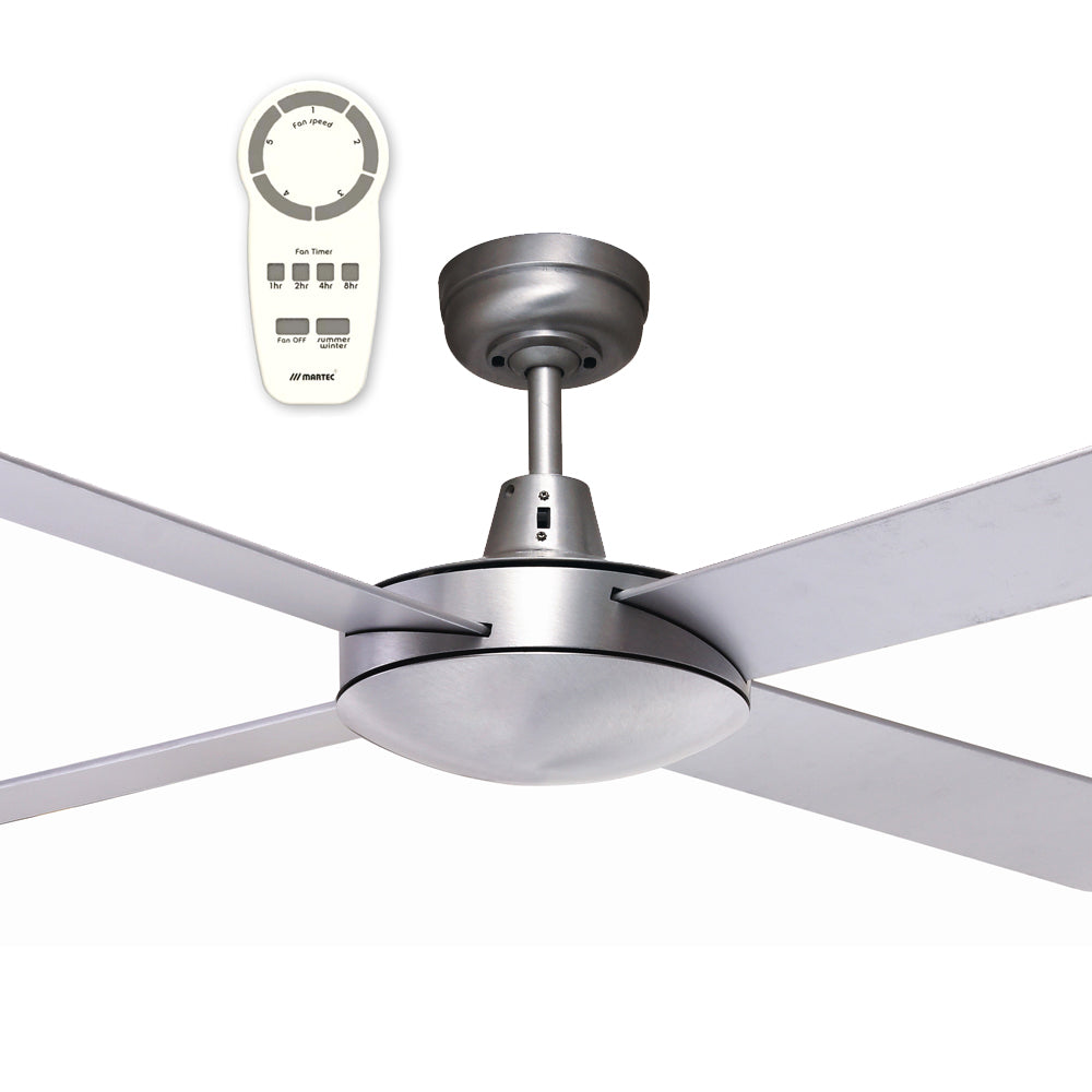 Buy DC Ceiling Fans Australia Lifestyle DC Motor 52" 4 Blade Ceiling Fan Only with Remote Control Brushed Aluminium - DLDC134BR