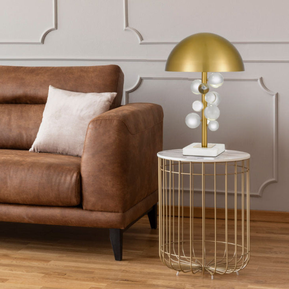 Buy Table Lamps Australia Narvik Table Lamp Antique Gold / White Marble - NARVIK TL-AGCL