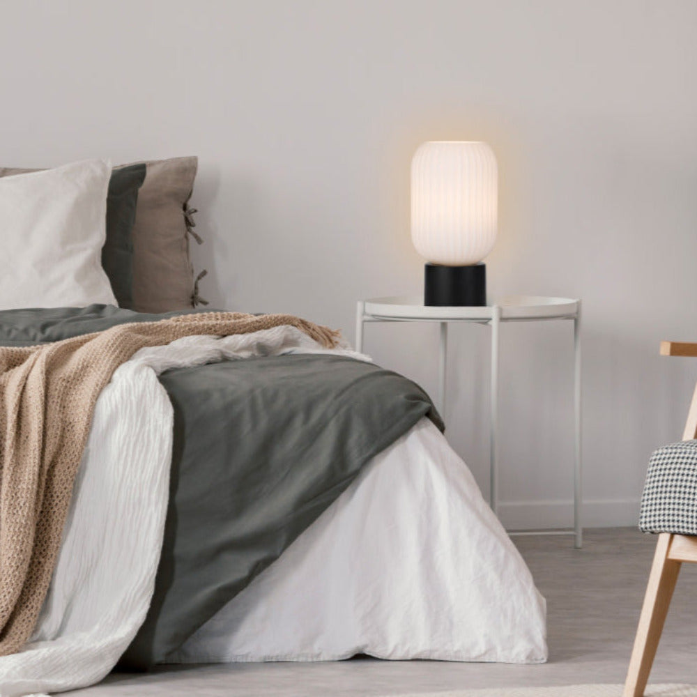 Buy Table Lamps Australia Nori 1 Light Table Lamp Matt Black & Opal Matt  - NORI TL-BKOM