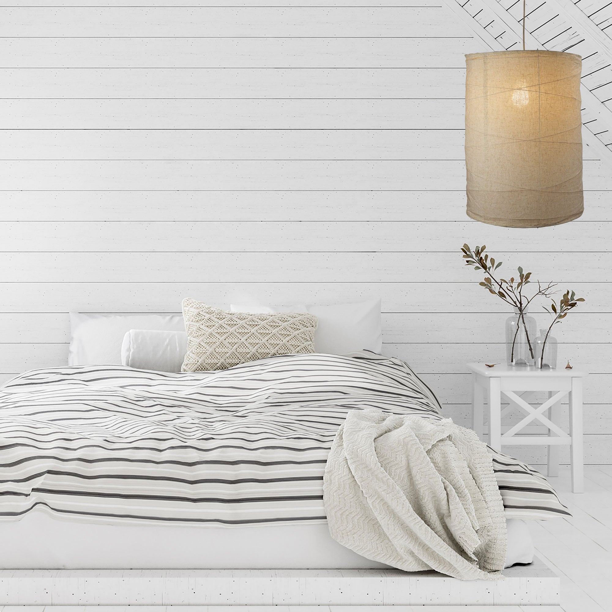 Buy Pendant Lights Australia Boheme DIY 1 Light Pendant 450mm Flax Fabric Shade Only - OL2245/45FX