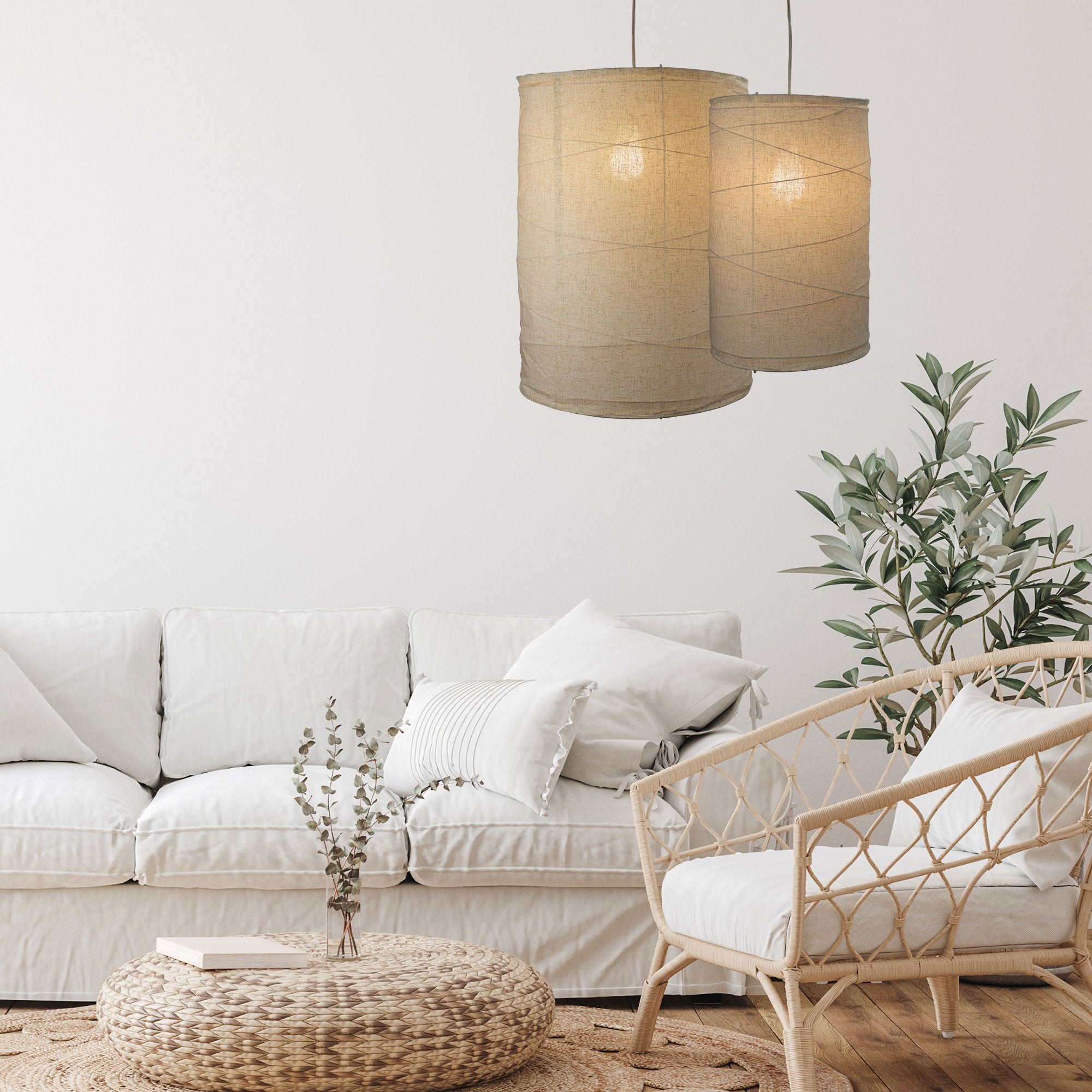 Buy Pendant Lights Australia Boheme DIY 1 Light Pendant 450mm Flax Fabric Shade Only - OL2245/45FX