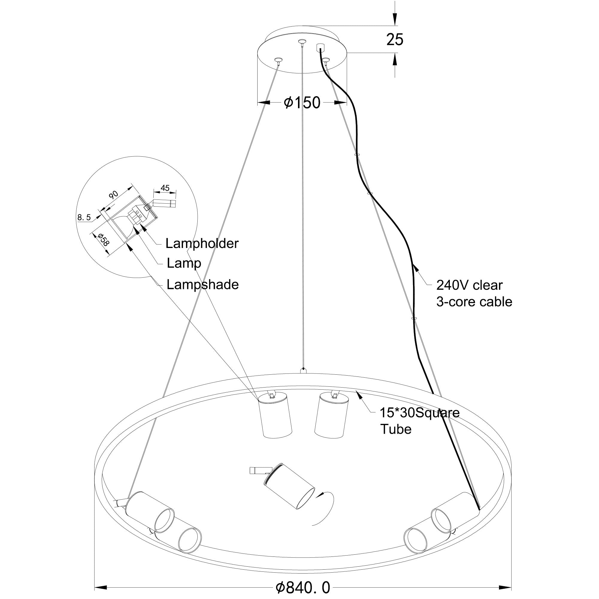 Buy Pendant Lights Australia Pano 6 Light Pendant Black - OL56096BK