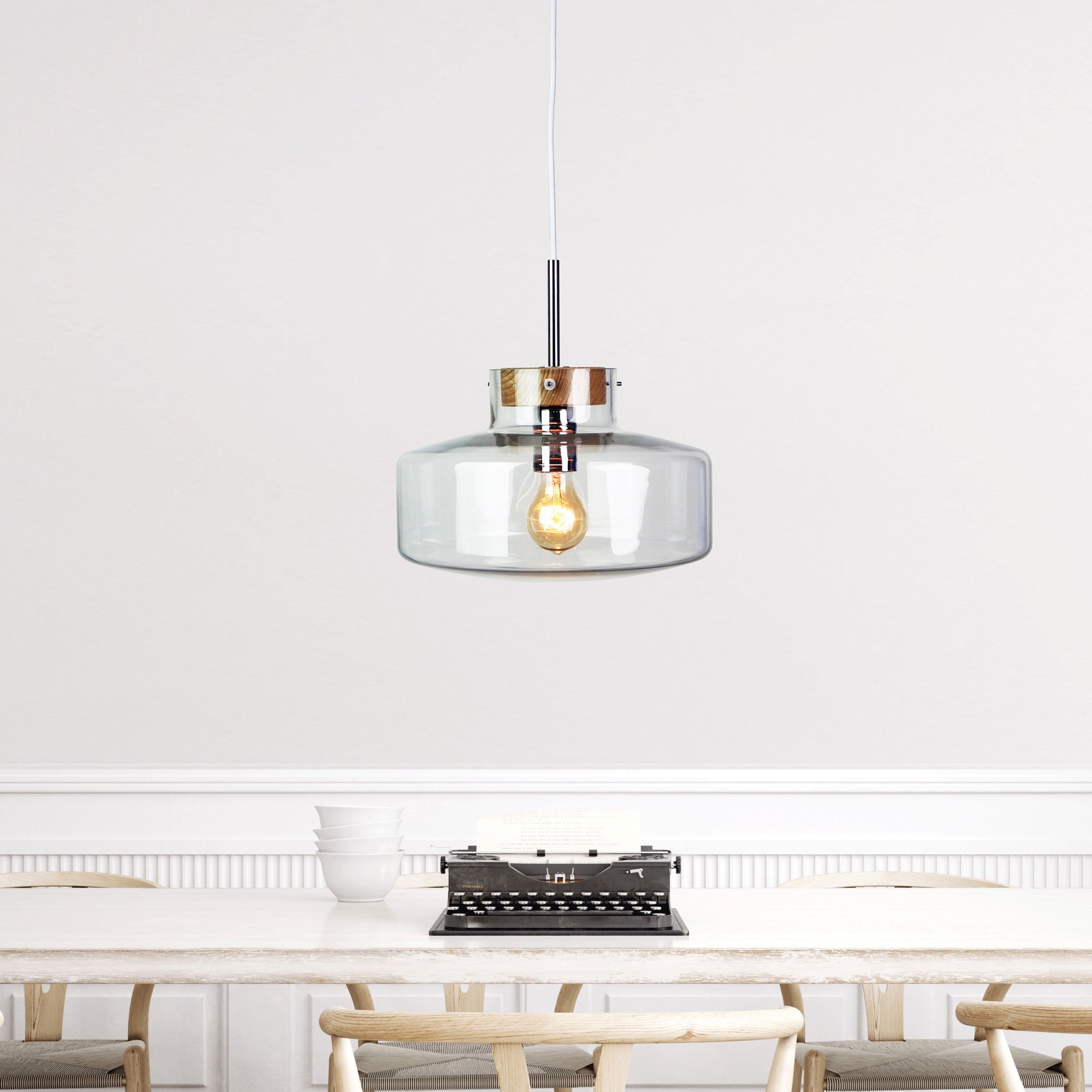 Buy Pendant Lights Australia Holbeck 1 Light Pendant 300mm Chrome & Clear - OL69291/30CL