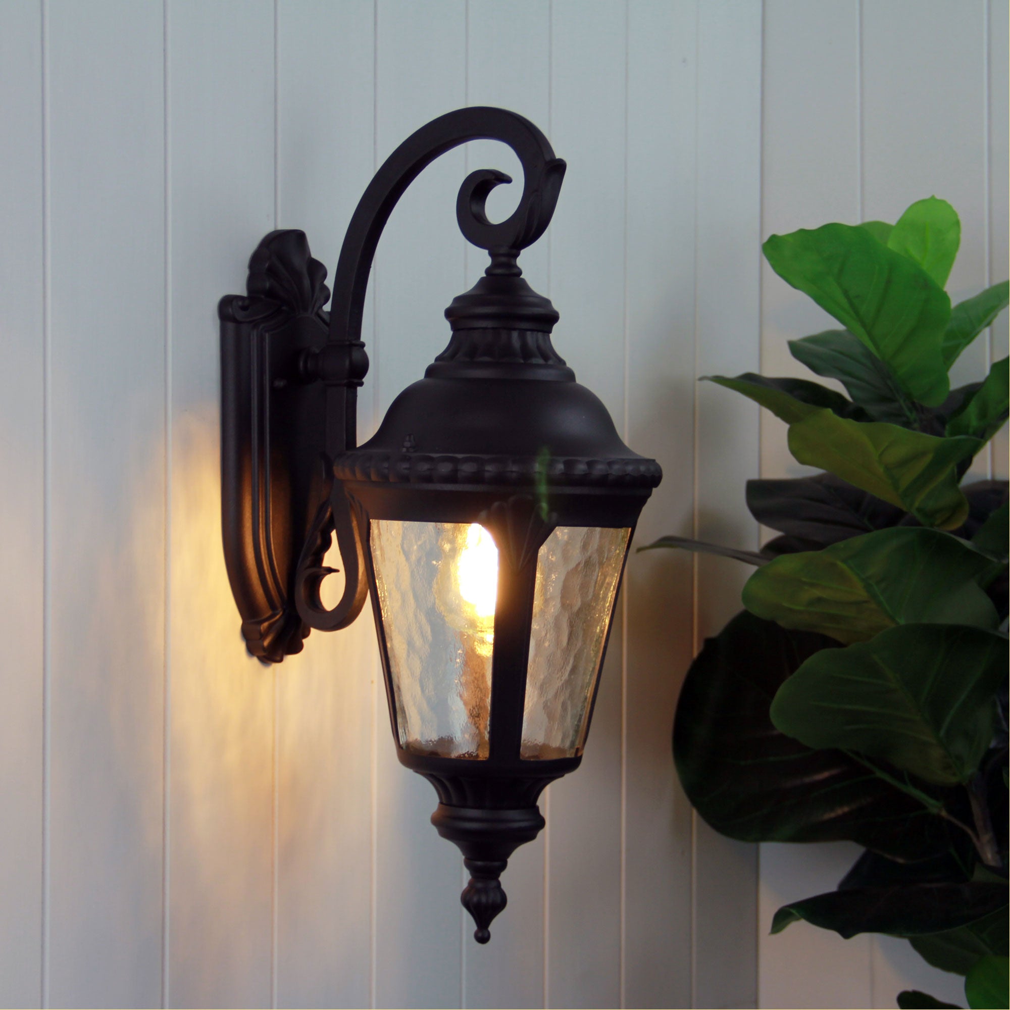 Buy Outdoor Wall Lanterns Australia Bristol 1 Light Wall Light Down Black - OL7361BK