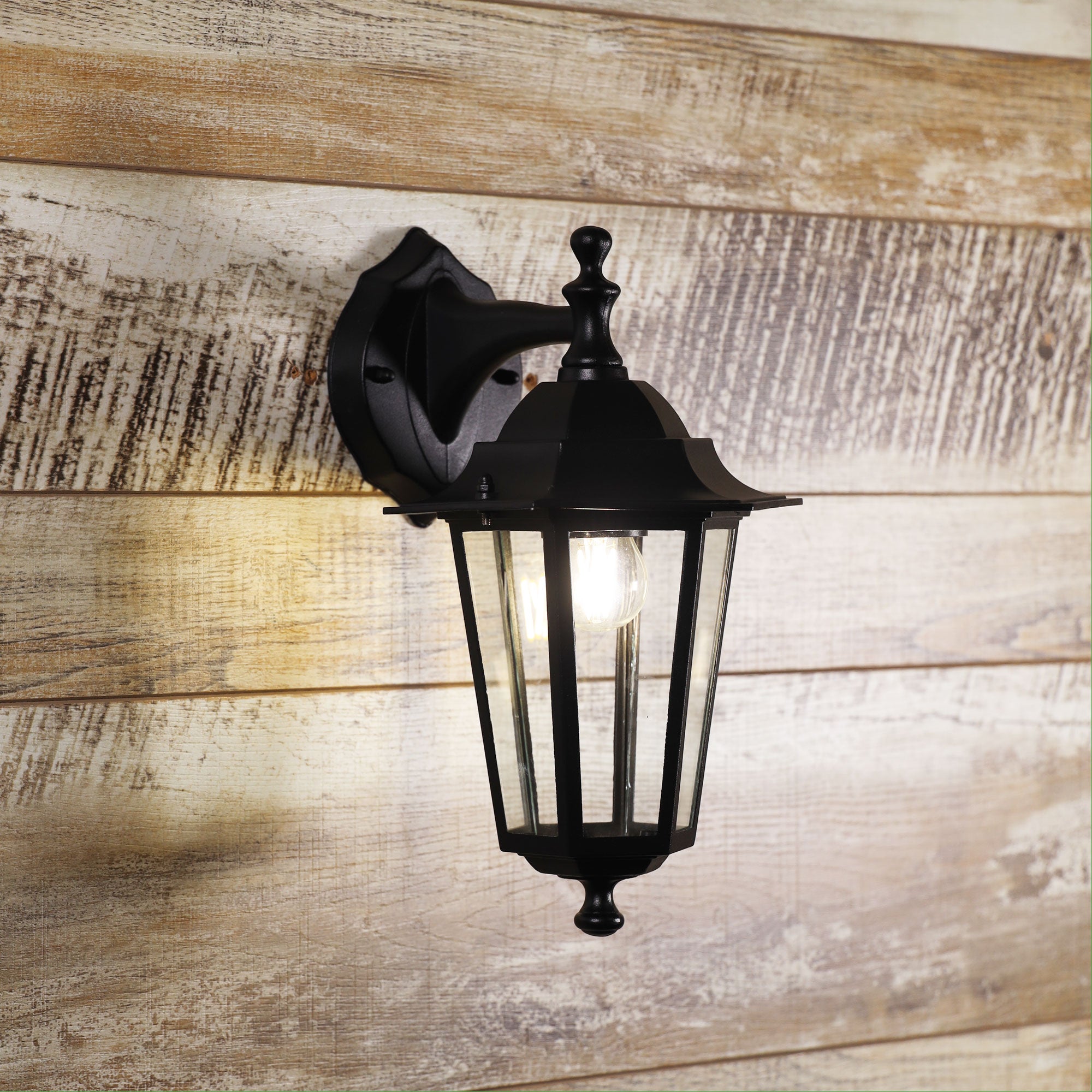Buy Outdoor Wall Lanterns Australia ASCOT Outdoor Wall Lantern Down Light Black Metal / Clear Glass - OL7401BK
