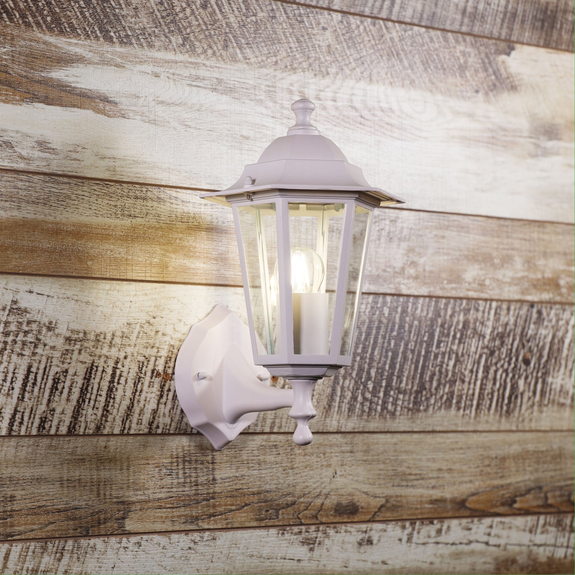 Buy Outdoor Wall Lanterns Australia ASCOT Outdoor Wall Lantern Up Light White Metal / Clear Glass - OL7402WH