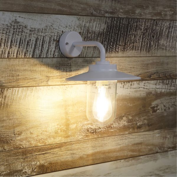 Buy Outdoor Wall Lanterns Australia Anzio 1 Light Wall Light White Steel - OL7643WH