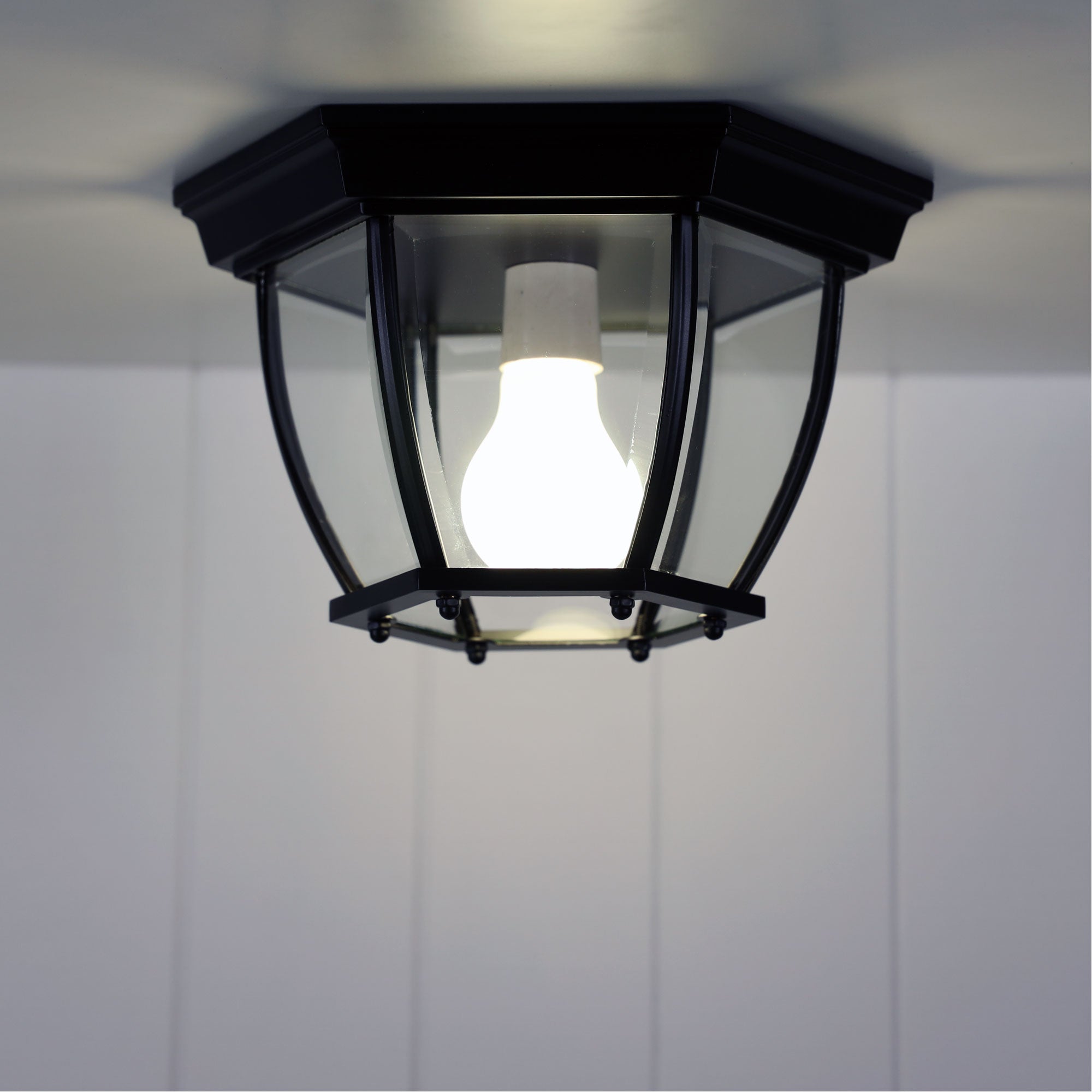 Buy Outdoor Close To Ceiling Lights Australia Highgate Traditional Under Eave DIY Batten Fix Light Black - OL7663BK