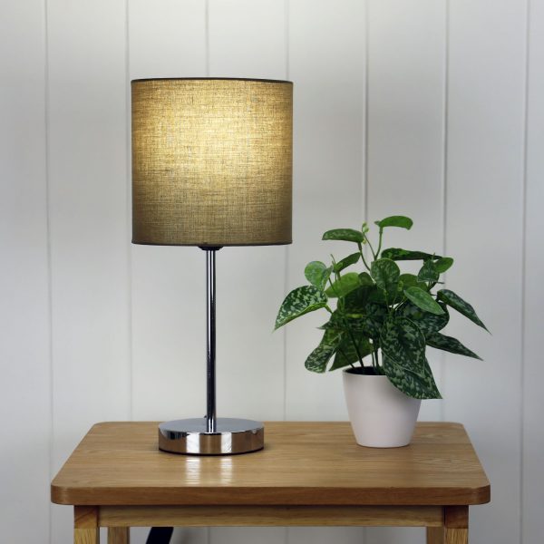 Buy Table Lamps Australia Zola 1 Light Table Lamp Taupe & Chrome - OL90120TP