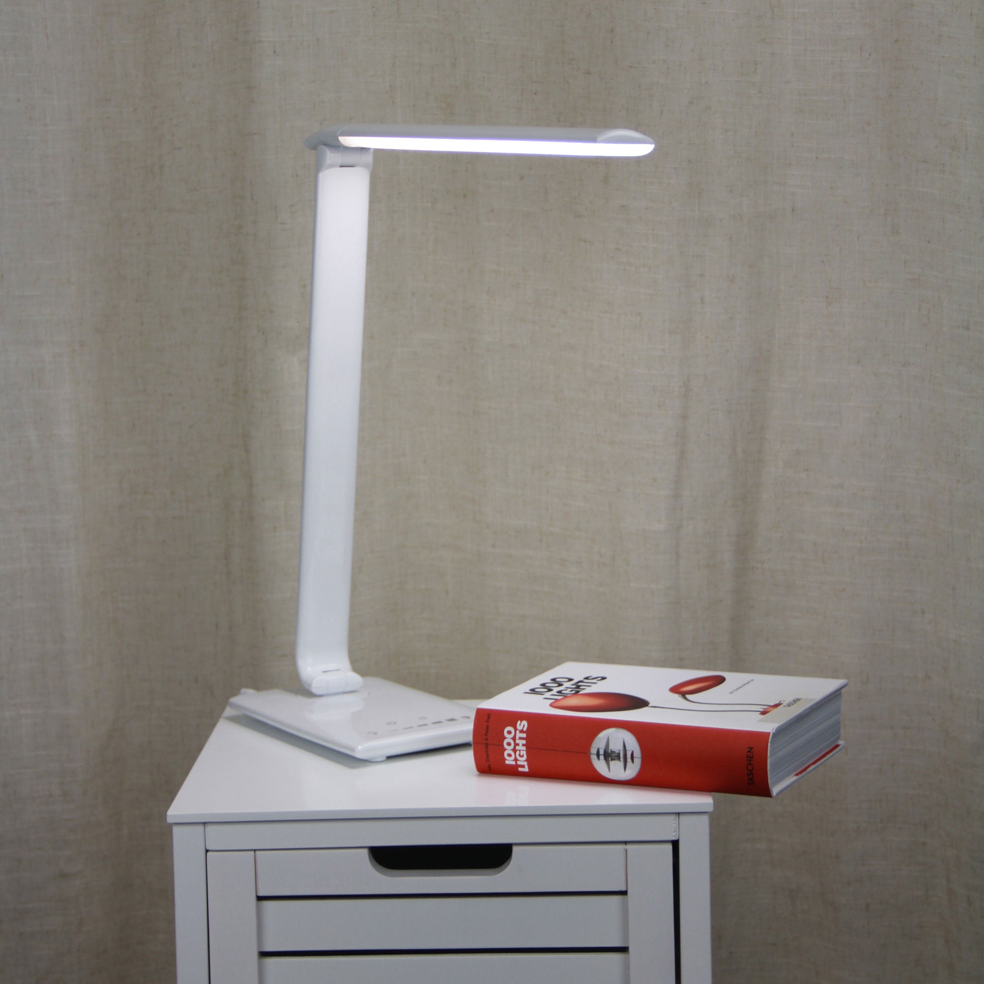 Buy Desk Lamps Australia Luke LED White Desk Lamp Touch Dim USB Port - OL92631WH