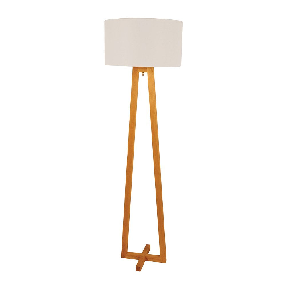 Buy Floor Lamps Australia Edra 1 Light Floor Lamp Timber With White Cotton Shade - OL93533WH