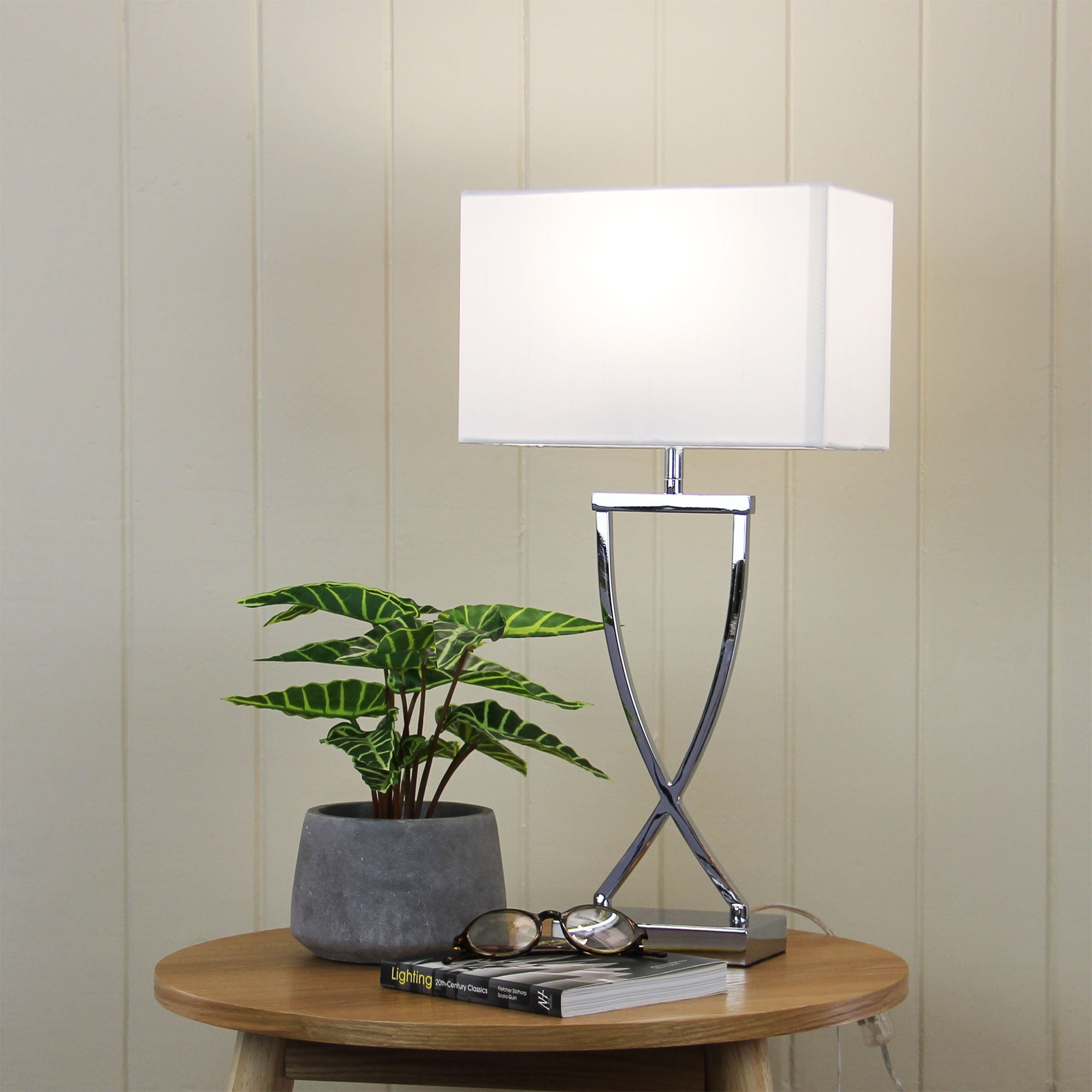 Buy Table Lamps Australia Chi 1 Light Table Lamp Chrome Complete With Shade - OL93801CH