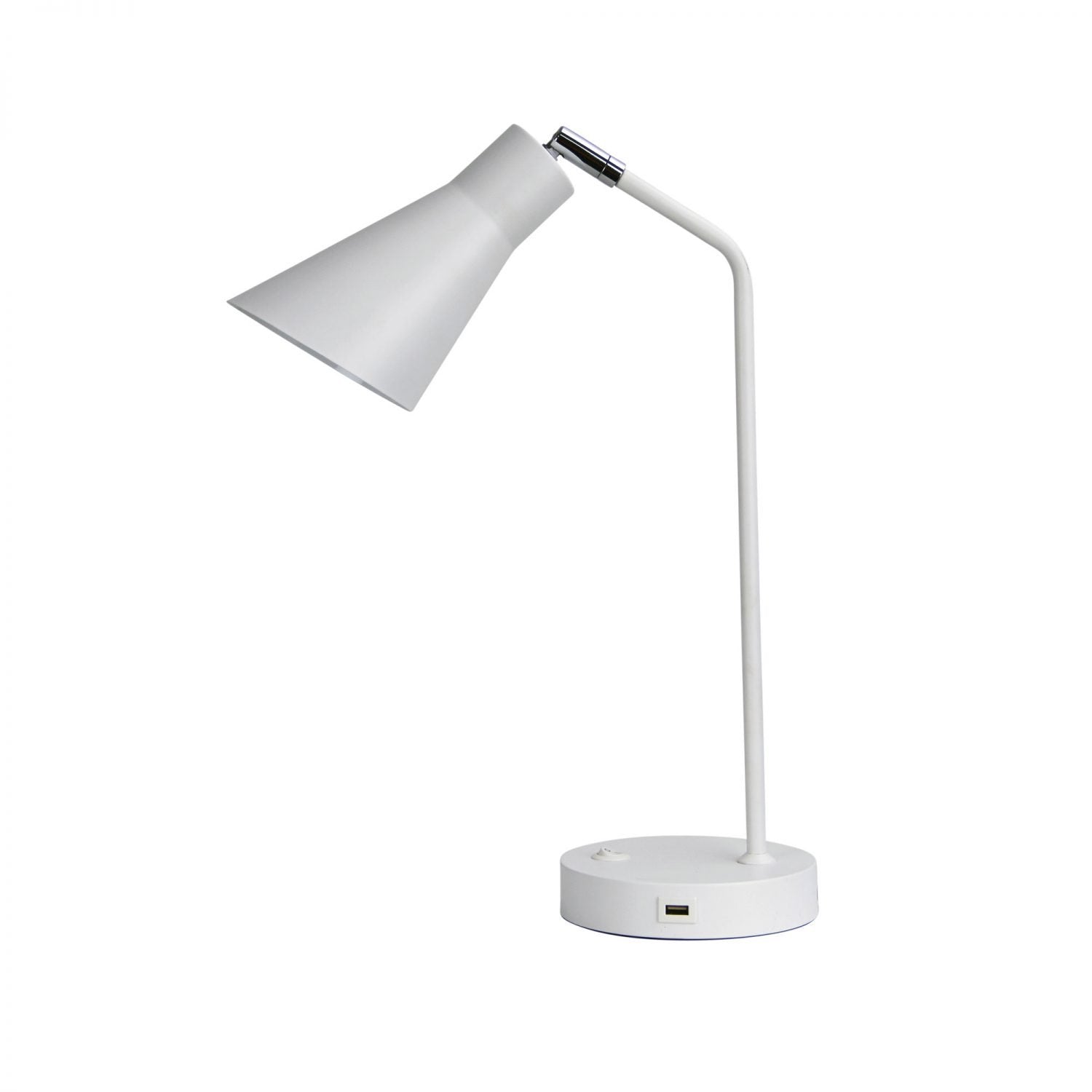 Thor 1 Light Desk Lamp With USB White - OL93931WH