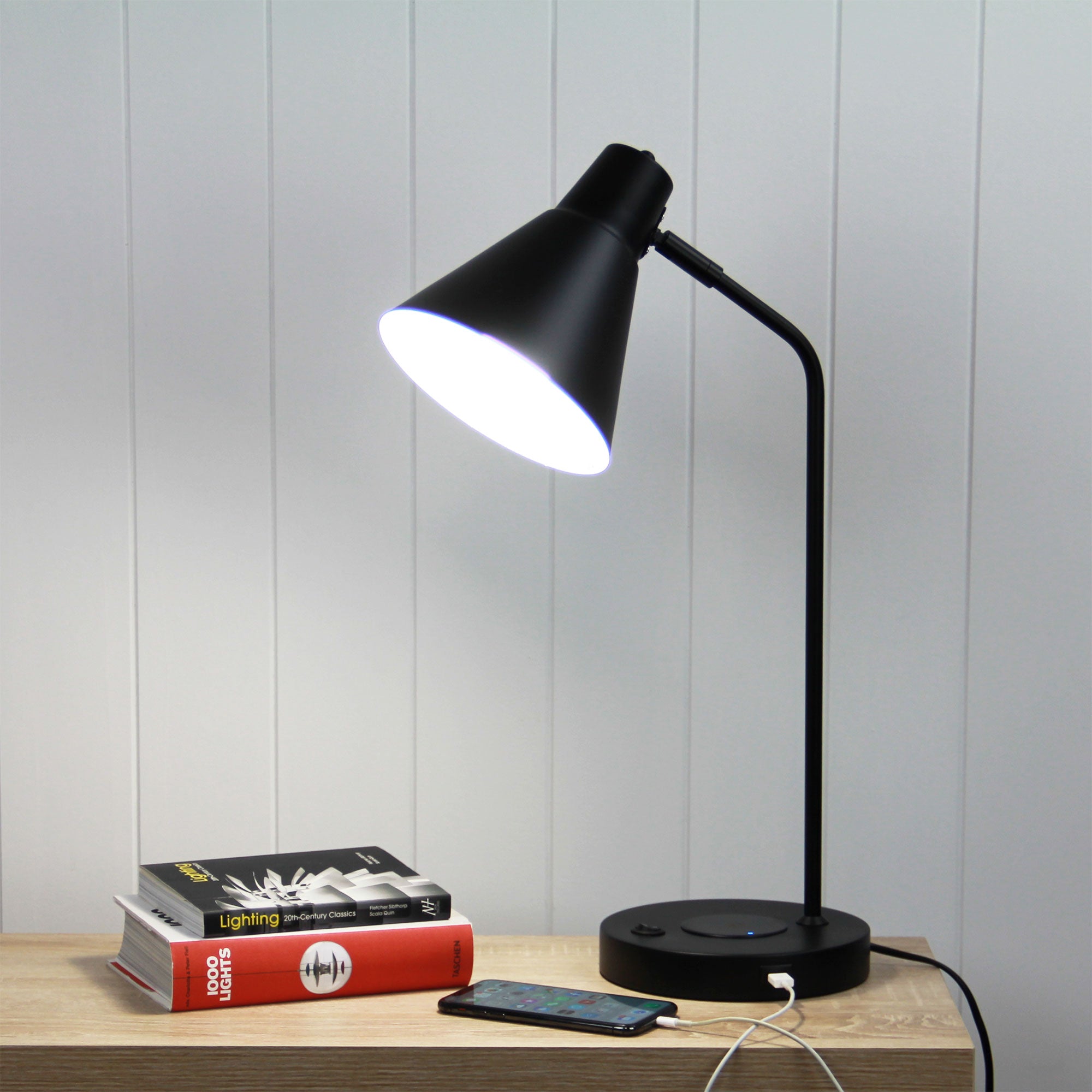 Buy Desk Lamps Australia Targa 1 Light Desk Lamp Black With USB - OL93952BK