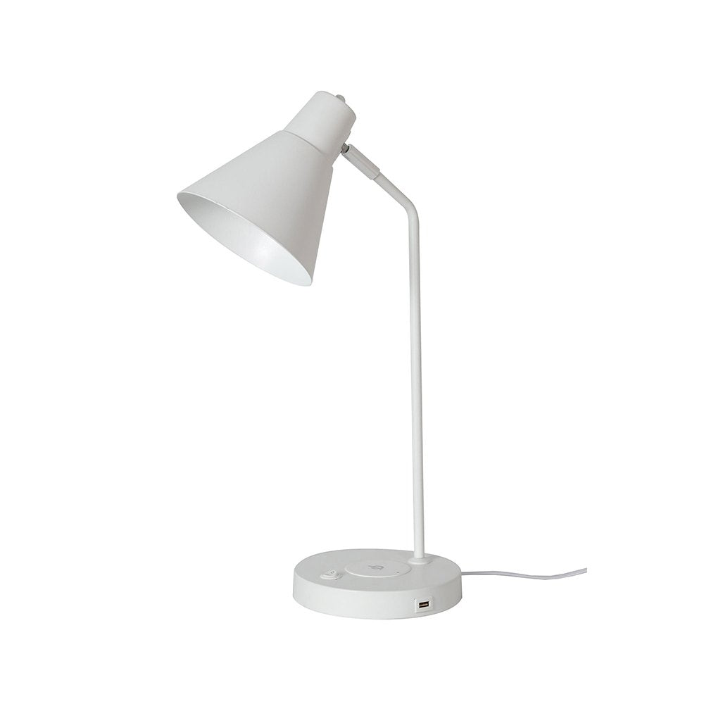 Buy Desk Lamps Australia Targa 1 Light Desk Lamp White With USB - OL93952WH