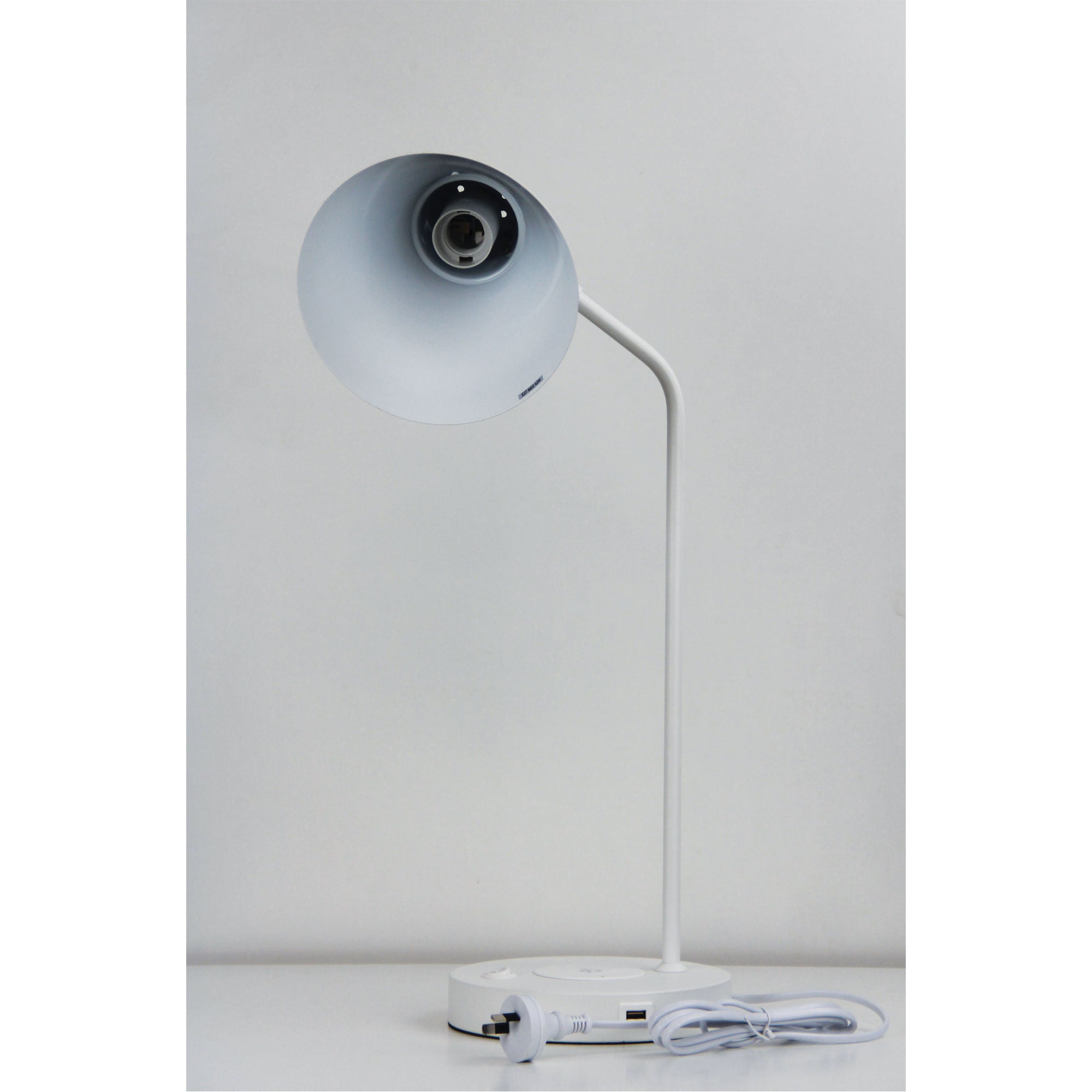 Buy Desk Lamps Australia Targa 1 Light Desk Lamp White With USB - OL93952WH