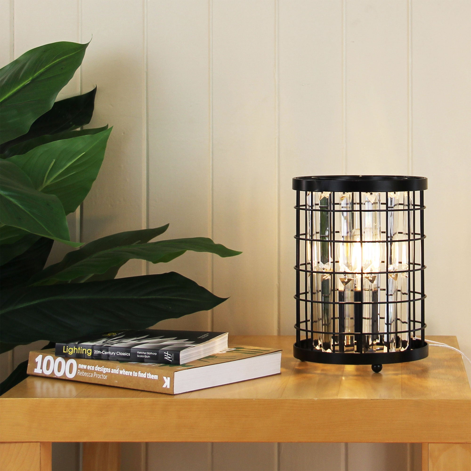 Buy Table Lamps Australia Delaware 1 Light Table Lamp Black & Crystal - SL94318BK