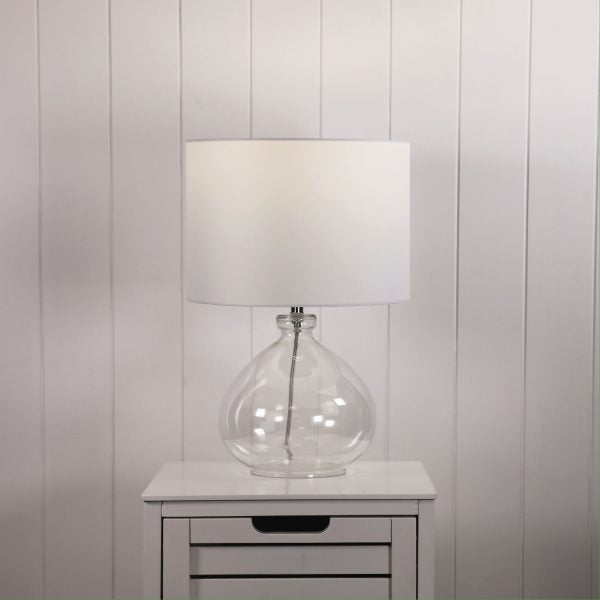 Buy Table Lamps Australia Melfi Table Lamp Clear Glass White Cotton - OL95714CL