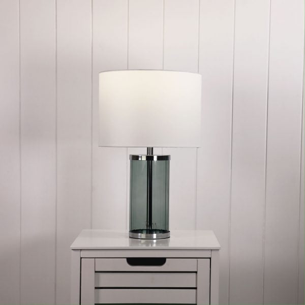 Buy Table Lamps Australia Nizio Table Lamp Green Glass White Cotton - OL95715GN