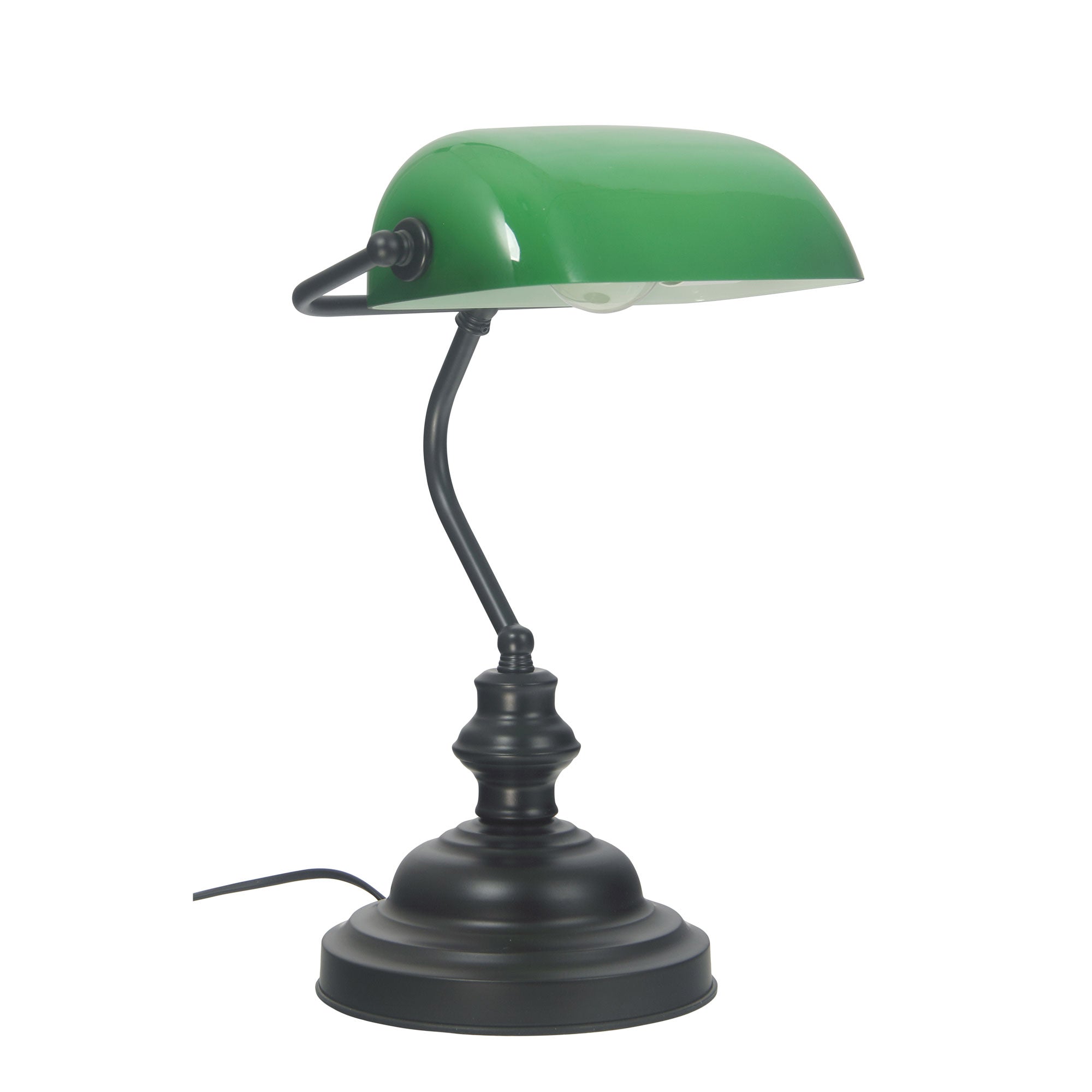 Bankers 1 Light Touch Table Lamp Black & Green - OL99458BK
