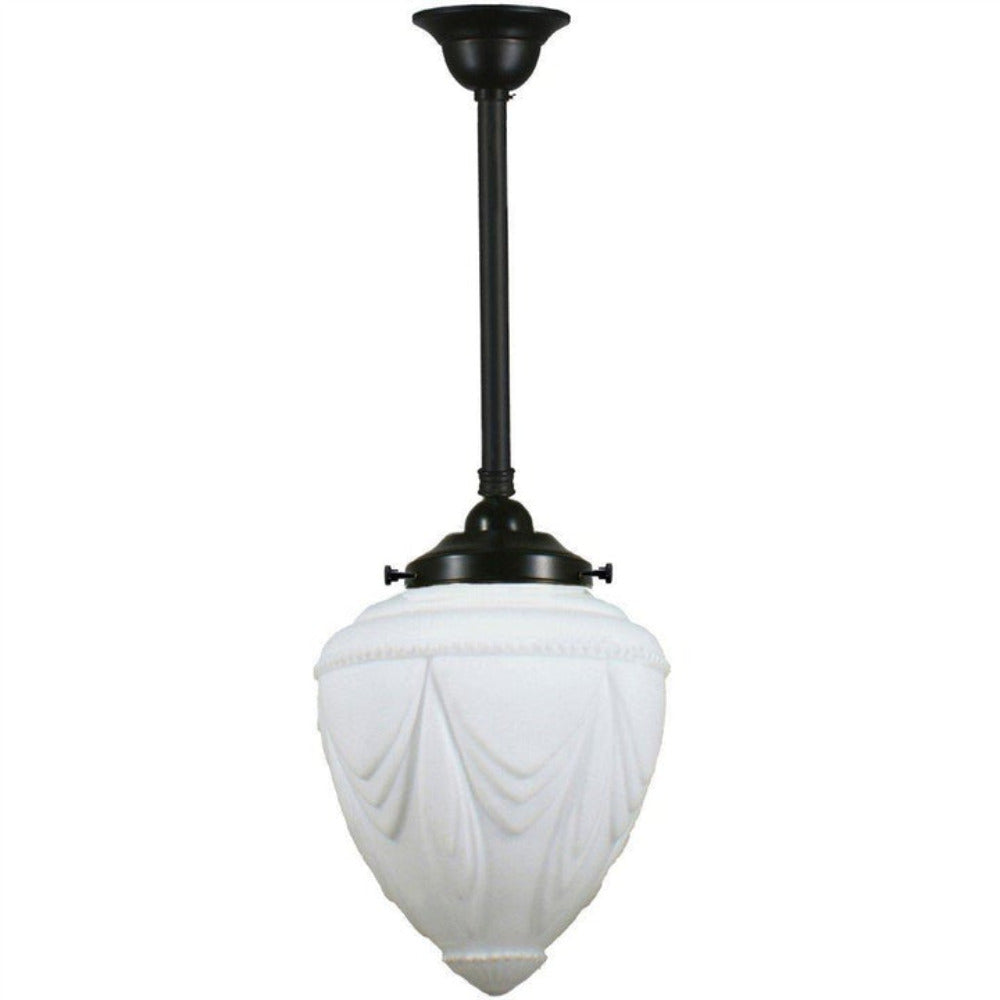 Buy Pendant Lights Australia Single Rod Pendant Patina Black With 8" Empire Opal Matt Glass - 3020118