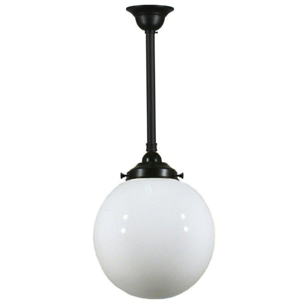 Buy Pendant Lights Australia Single Rod Pendant Patina Black With 10" Sphere Opal Gloss Glass - 3020099