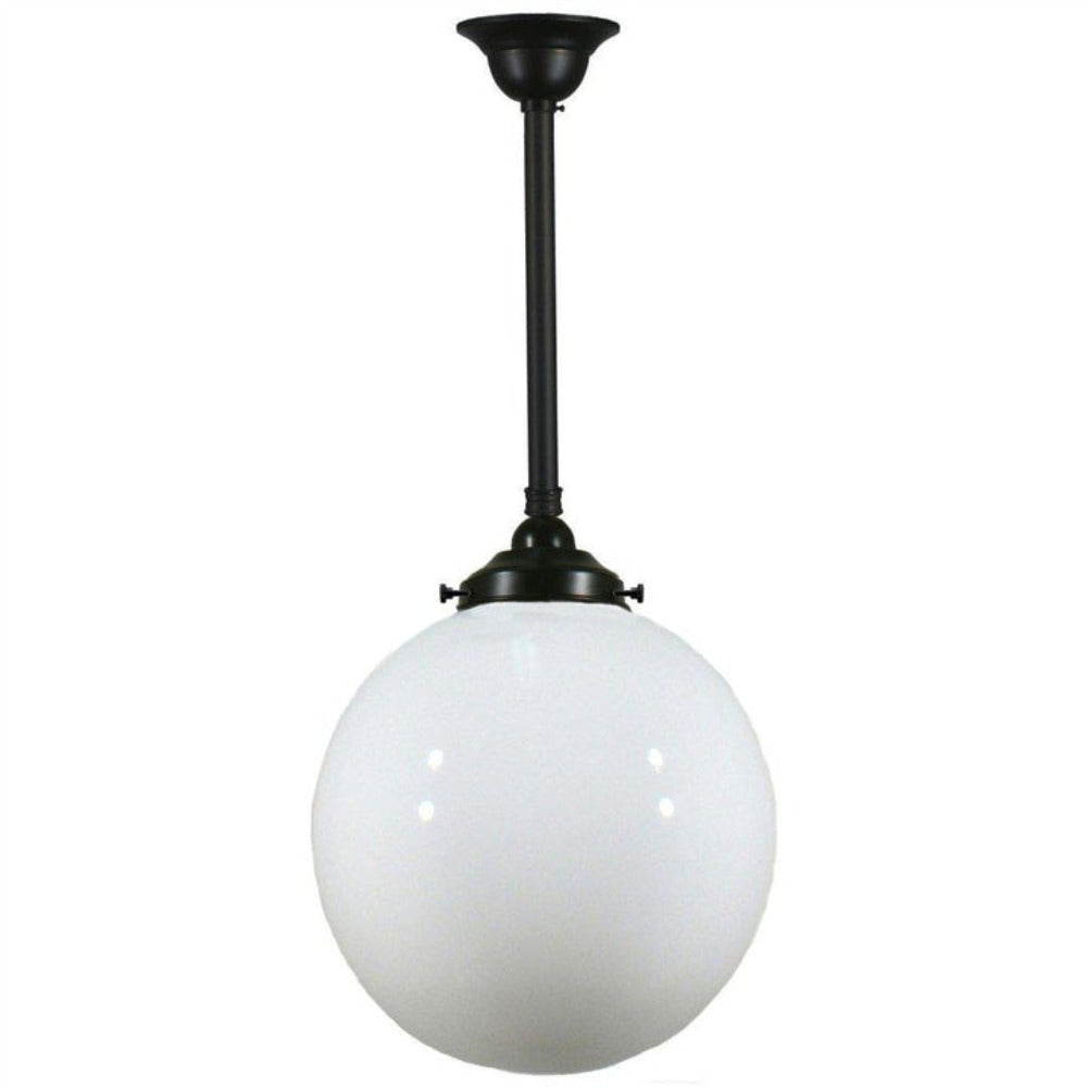 Buy Pendant Lights Australia Single Rod Pendant Patina Black With 12" Sphere Opal Gloss Glass - 3020103