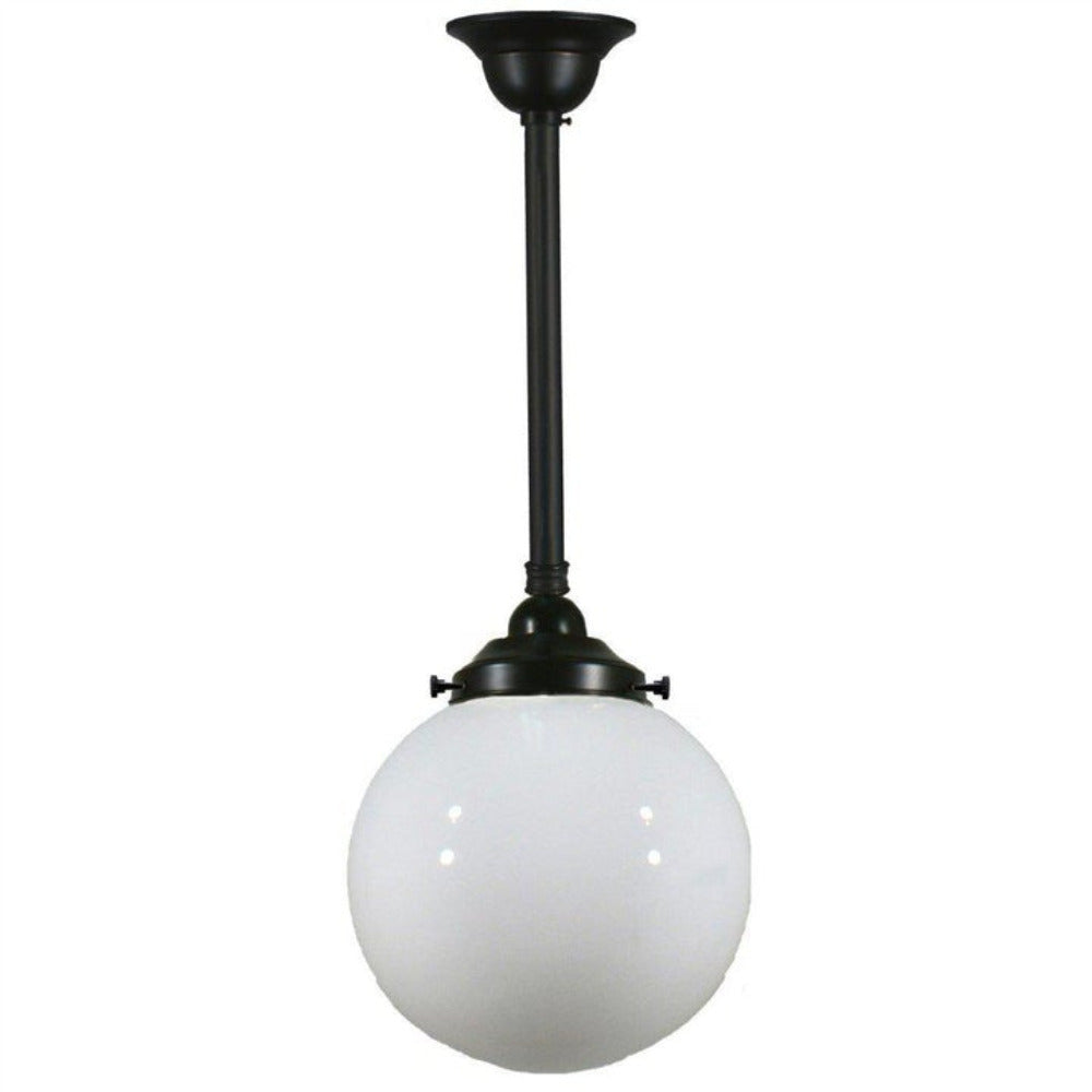 Buy Pendant Lights Australia Single Rod Pendant Patina Black With 8" Sphere Opal Gloss Glass - 3020115