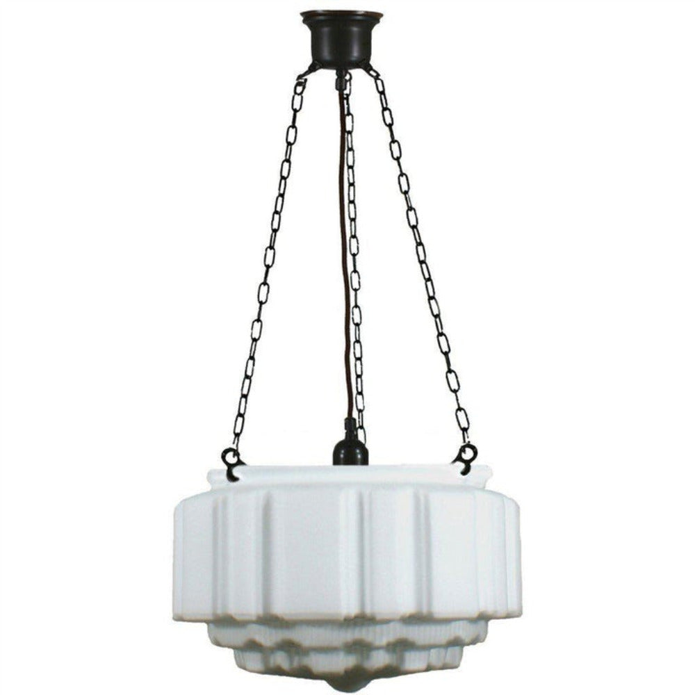 Buy Pendant Lights Australia 3 Chain Suspension Pendant Patina Black With 14" St Kilda Opal Matt Glass - 3020007
