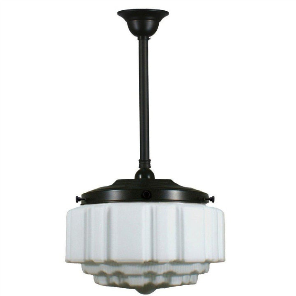 Buy Pendant Lights Australia Single Rod Pendant Patina Black With 14" St Kilda Opal Matt Glass - 3020113