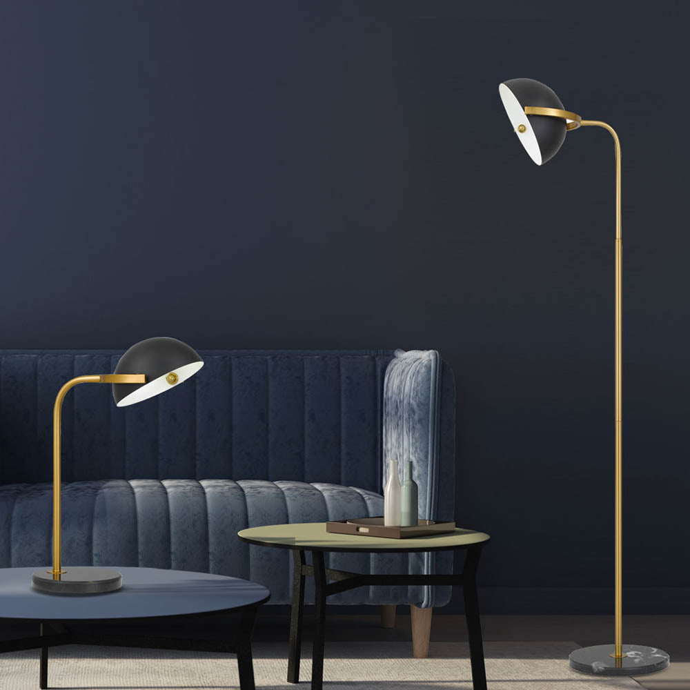 Buy Floor Lamps Australia Pollard 1 Light Floor Lamp Black & Antique Gold - POLLARD FL-BKAG