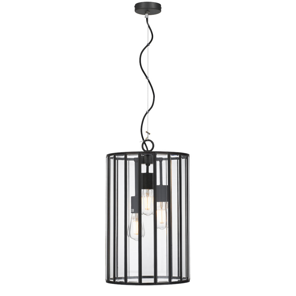 Buy Pendant Lights Australia Pratt 3 Light Pendant Large Black & Clear - PRATT PE30-BK
