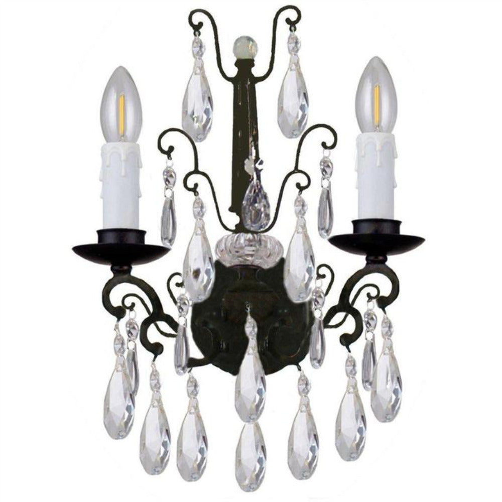 Buy Wall Sconce Australia Salzburg 2 Light Crystal Wall Light Bronze - 1000800