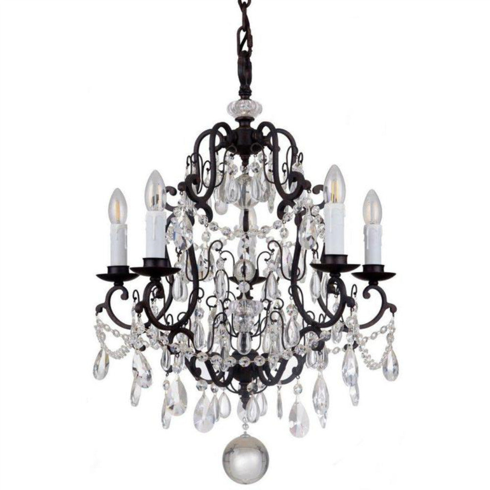 Buy Chandeliers Australia Salzburg 5 Light Crystal Chandelier Bronze - 1000803